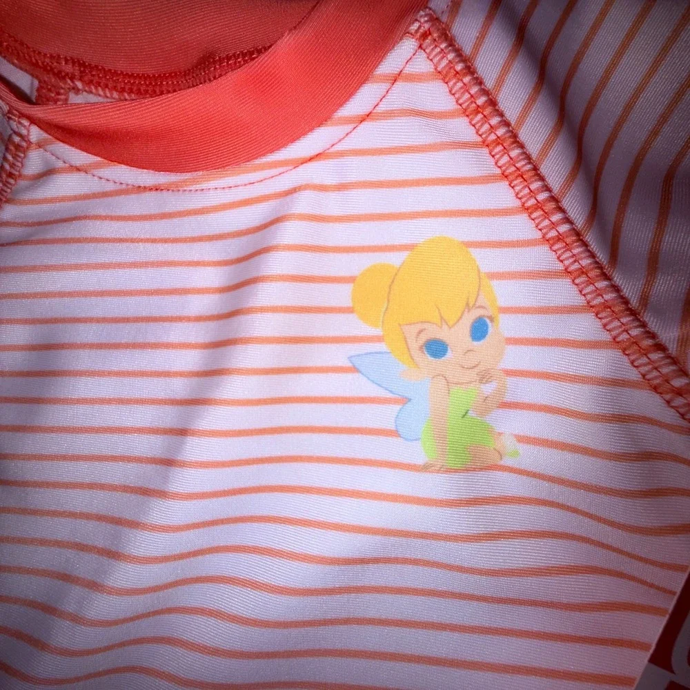 Disney Tinker Bell Rash Guard‎ Set Kids 0-3M Orange NEW Long Sleeve UPF 50+